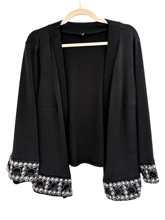 Tiana B. Tops - Vintage Tiana B. Black Embellished Open-Front Blazer / Cardigan Style Jacket Top